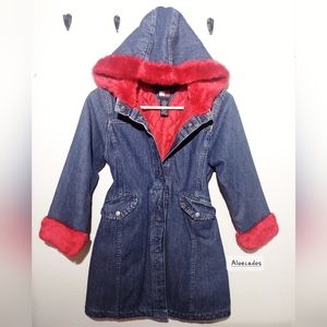 Tommy Hilfiger Hooded Jacket Girls 6x Jean/Red